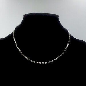 Sterling Silver Oxidized Bead Necklace Hand strung 4mm 12grams 18-20” New